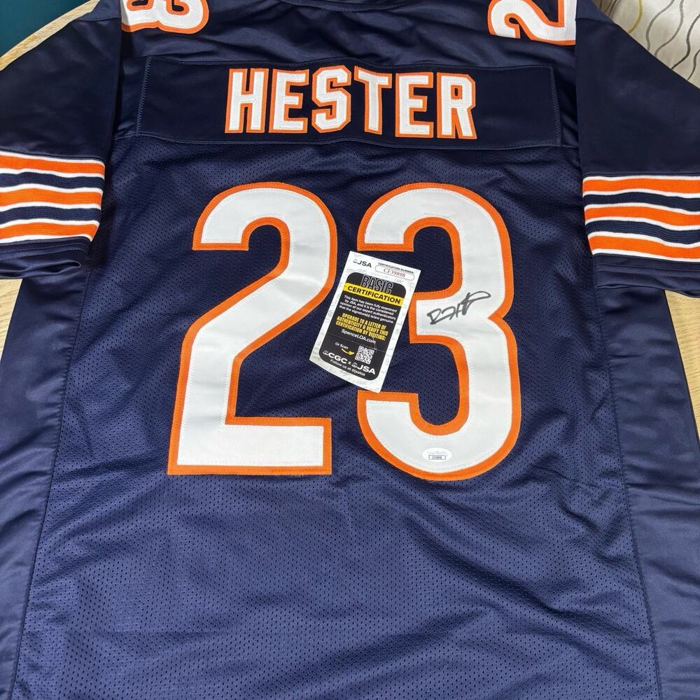 JSA AUTHENTIC HESTER AUTOGRAPHED CHICAGO BEARS 23 Punt Return XL Signed Jersey